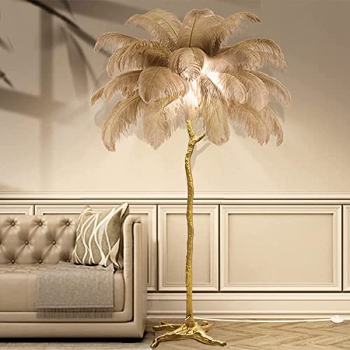 YHYYU Stehlampe mit Federn, Moderne Feder Stehleuchte, LED Dimmbar Eck Stehlampen, Leseleuchte Bodenlampe, Standleuchte für Wohnzimmer und Schlafzimmer (170cm, Braun)
