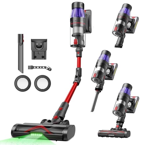 Ultenic U16 Flex Akku Staubsauger Kabellos 550W/50000pa, 60 Min Laufzeit Akkustaubsauger mit Touchscreen und Faltrohr, Wandmontierte Ladestation Grün Licht, Anti Tangle für Hartböden Teppich Tierhaare