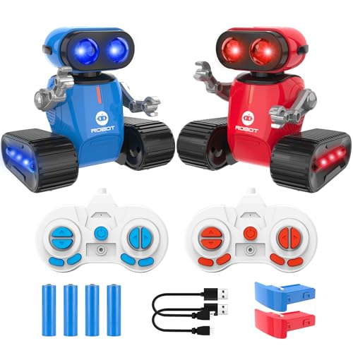 Roboter Kinder Spielzeug, Wiederaufladbares Ferngesteuerter Roboter mit Lichteffekte, LED-Augen, Musik Tanz und Herausnehmbarer Akku, RC Robot Spielzeug Geschenk für Jungen Mädchen ab 3 Jahre