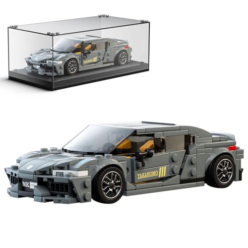 Mould King 27052 Technik Speed Champion Rennwagen Bausteine Sportwagen Klemmbausteine mit Acryl Vitrine Modellautos zum Sammeln (386 Teile)