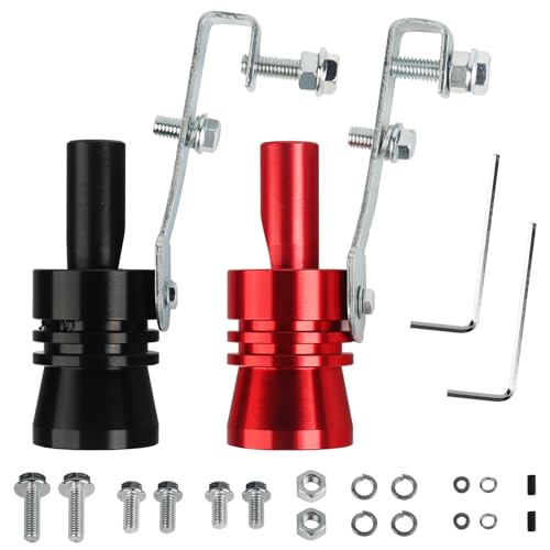 2Pcs Auspuff Sound Booster, Turbo Sound Simulator Pfeife, Gxhong Aluminiumlegierung Auto Turbo Sound Auspuff XL, Auspuff Whistle Rohr, Rot und Schwarz, für Autos, Motorräder