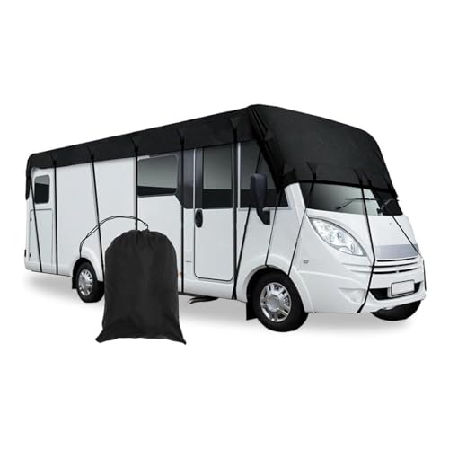 LFLIFENG Wohnmobilabdeckungen 210D Oxford-Gewebe Wohnwagen Schutzhülle Wind-, Regen- Und Schneefest Wohnwagenplane Geeignet Für Jede Jahreszeit Und Jedes Klima,Black-5m×3m