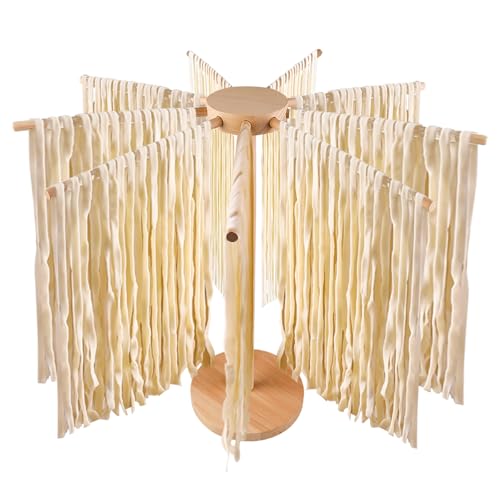 Nudeltrockner, Pastatrockner, Nudelständer Holz mit 9 Abnehmbar Arme, Nudeln Pasta Trockner, Faltbar-Spaghetti-Trockner, Wiederverwendbar Nudeltrockner für bis zu 4.5kg Nudeln Tassen Handtücher