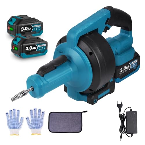 Yofidra Akku Rohrreinigungsmaschine 610 U/min mit 2x3.0Ah Akkus, 7m Elektrische Rohrreinigungsspirale für Ø20-85mm Rohrleitungen, Abflussreiniger Spirale Elektrisch Rohrreinigungsgerät