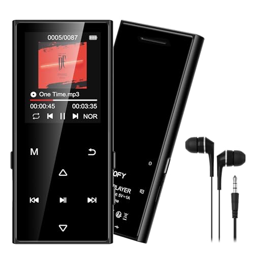 SWOFY 128GB MP3-Player mit Bluetooth 5.3 und einem 1.8-Zoll-Touchscreen, HiFi-Musik, Kinder-MP3-Player mit Lautsprecher, FM-Radio, E-Book-Funktion, Aufnahmefunktion (schwarz)