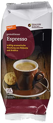 tegut... Espresso gemahlen, Robusta und Arabica,kräftig, 1 x 250 g