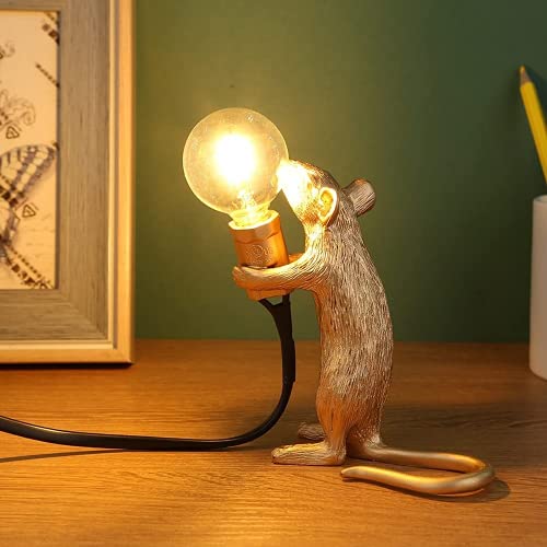 Table Lamp, Maus Tischlampe, Resin Schreibtisch Licht Nachttischlampe, Leselicht, Schreibtisch Kindermauslampe, Weiß [Energieklasse A++](Lichtquelle Nicht Enthalten) (A-eu Plug)