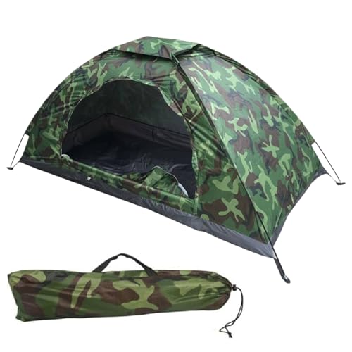 EIN Mann Zelt wasserdicht ＆ Sonne Resitant 1 Person Rucksackzelt Zelt Tarnmuster Wanderung Leichte kleine Zelte mit Aufbewahrungstasche Easy Setup für Camping -Wanderungen 1 Mann