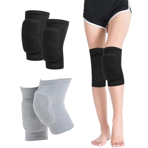 2 Stück Kniepolster Professionelle Knieschützer für Arbeit/Tanzen/Inliner, Atmungsaktive 3D-Polsterung mit Druckausgleich, Gartenarbeit Yoga & Sportschutz Erwachsene & Jugendliche (Schwarz+Grau)