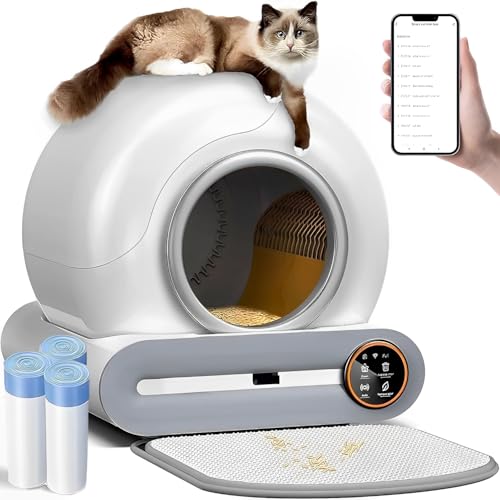 Selbstreinigende Katzentoilette Elektrisch Cat Litter Box Self Cleaning Automatisches Katzenklo XXL mit APP Elektrisches Katzenklo Geschlossen für Große Katzen (Type A)