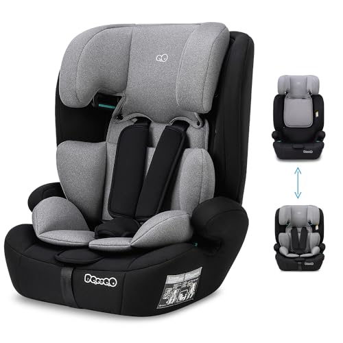 Booboo Safety Berlin, i-Size Kindersitz ohne Isofix ab 1 Jahr, Autositz von 76 bis 150 cm, mitwachsend - Black Grey