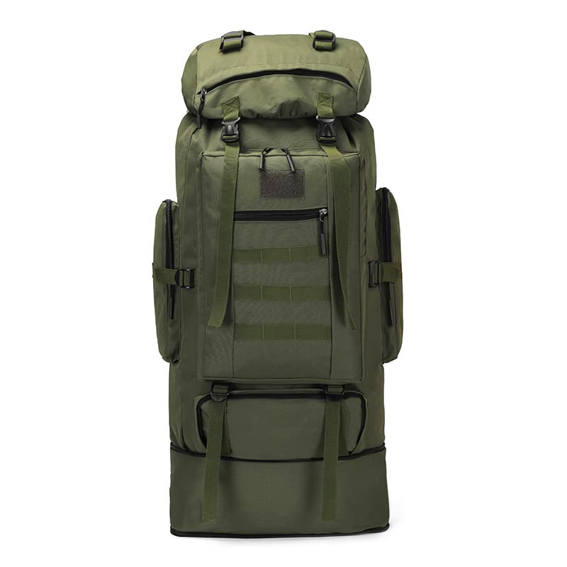 Qiantull Wanderrucksack 100L Groß Kapazität Trekkingrucksack Outdoor Universal Rucksack Camping Sport Reise Daypack Reiserucksack für Herren Damen Khaki 100L