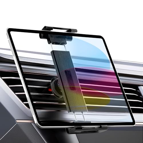 Lüftung Tablet Halterung Auto, [Upgrade Clip Never Fall] Air Vent Tablet Halterung, 360° drehbar LKW A/C Haken Halterung für iPad Pro 11 Air Mini, Galaxy Tab, Z Fold, iPhone, 6.5-17“ Geräte (schwarz)