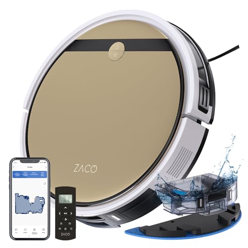 ZACO V5 Max Saugroboter mit Wischfunktion, 3000Pa Saugkraft, Staubsauger Roboter kompatibel mit Alexa/App Steuerung, Roboterstaubsauger ideal für Tierhaare, Teppich Hartböden, leiser 2in1 Wischroboter