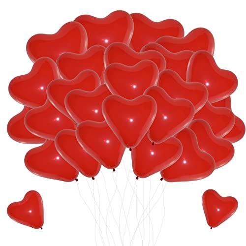 50 Pcs Herz Luftballons, 10 Zoll Herzluftballons Rot, Latex Herz Ballon, Herz Helium Ballons, Herzluftballons Hochzeit für Hochzeits Brautdusche Valentinstag Geburtstags Verlobung Party Deko