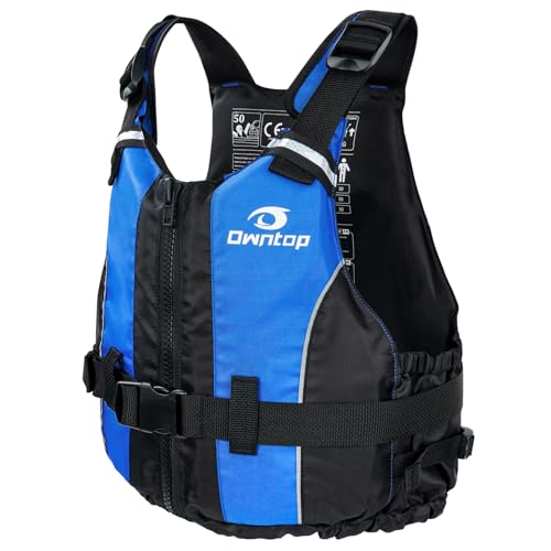 Owntop Schwimmhilfe Erwachsene, Schwimmjacke aus Schaumstoff mit Schrittgurt und Innentasche Unisex, Auftriebsweste für Sup Kajak Angeln Segeln Kanu - Blau XS/S