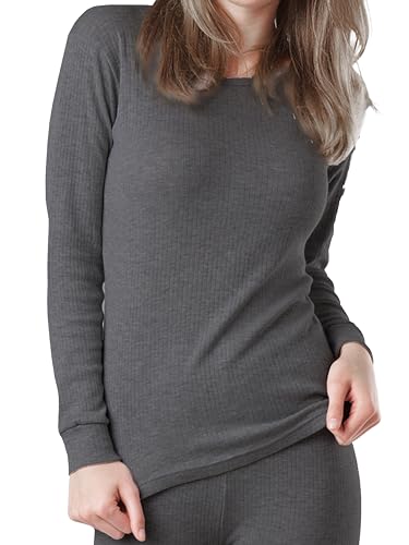 OCERA Thermo Unterhemd für Damen, Warme Thermounterwäsche für den Winter - anthrazit - M