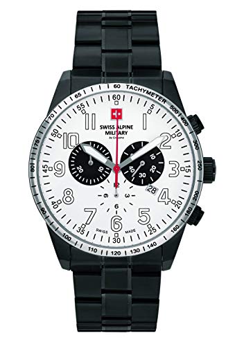 Swiss Alpine Military by Grovana Herrenuhr Chrono 10 ATM Black IP Silver 7082.9173SAM