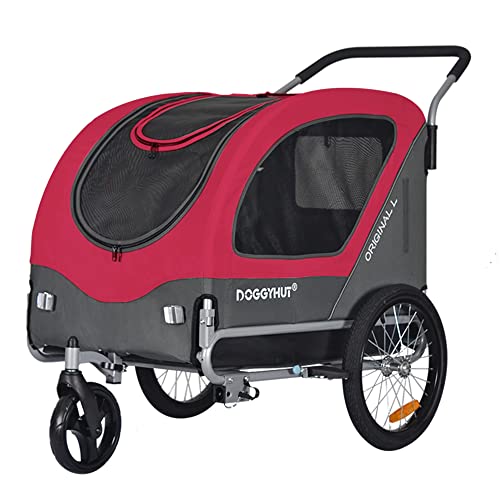 Doggyhut Original Large Fahrradanhänger & Hundebuggy 2 in 1 für Hunden bis 35kg Hundeanhänger Jogger Hundewagen mit Feststellbremse Tiggo 80405