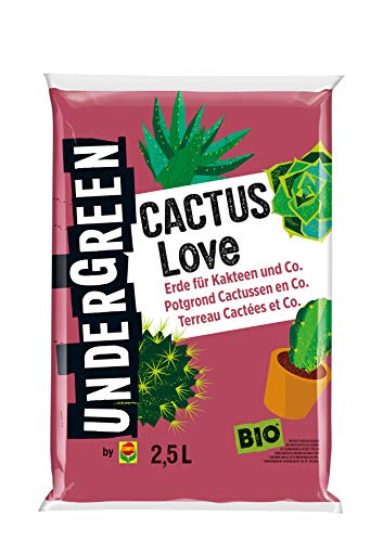 Undergreen by COMPO Cactus Love, Kakteenerde, Erde für Kakteen und Co, Bio, Kultursubstrat, 2,5 Liter, Nicht Zutreffend