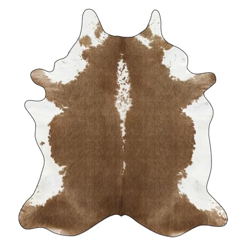 Enigmaire Kuhfell Teppich Kunstfell,Teppich Aus Rindsleder,Kunstfaser Teppich Rinderfell,Realistisches Aussehen,Modisch Und VerschleißFest,UnregelmäßIges Muster,Geeignet FüR Vor Den Kamin