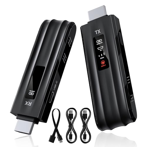 Wireless HDMI Transmitter and Receiver,HDMI Wireless 4K Decoding 1080P für HDMI Funk HDMI Funkübertragung für Streaming Video Audio File von, Laptop, PC zu HDTV, Projektor