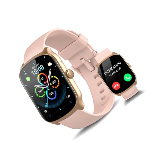STECEi Smartwatch Herren Damen, 1.95' Fitnessuhr mit Telefonfunktion, Smart Watch 100+ Sportmodi, IP68 Wasserdicht, Fitness Tracker mit Schrittzähler, Pulsmesser und Schlafmonitor Rosa