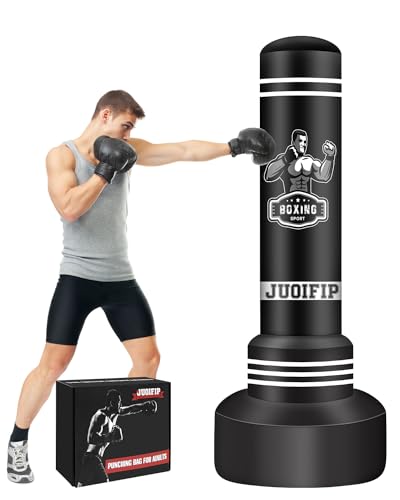 NZQXJXZ Freistehende Boxsäcke für Erwachsene - 175 cm schwerer Boxsack mit Ständer - Männer Stehboxsack Aufblasbarer Kickboxsack für Training MMA Muay Thai Fitness