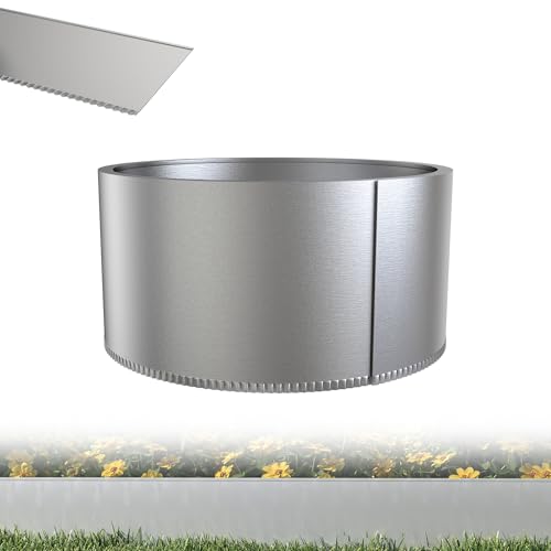 XMTECH Rasenkante aus Metall verzinkt, Rasenkantenband Beeteinfassung, 15 cm hoch, zur Eingrenzung von Blumenbeeten, Bäumen, Kiesgärten, flexibel, 20 m