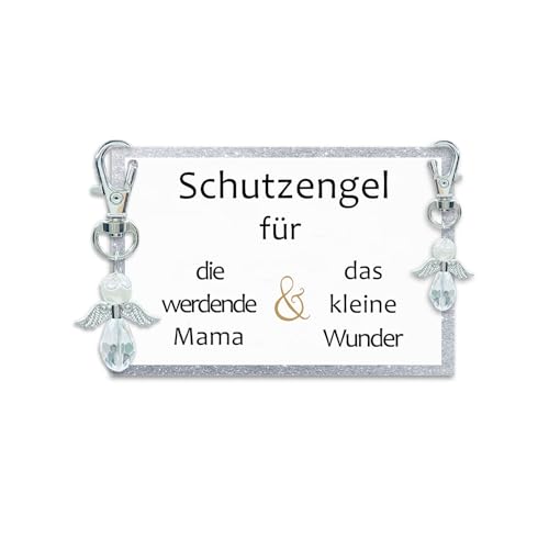 MKISHINE Schutzengel Schlüsselanhänger Geschenk für die werdende Mama und das kleine Wunder - Glücksbringer Schwangerschaft Baby unterwegs Babyparty