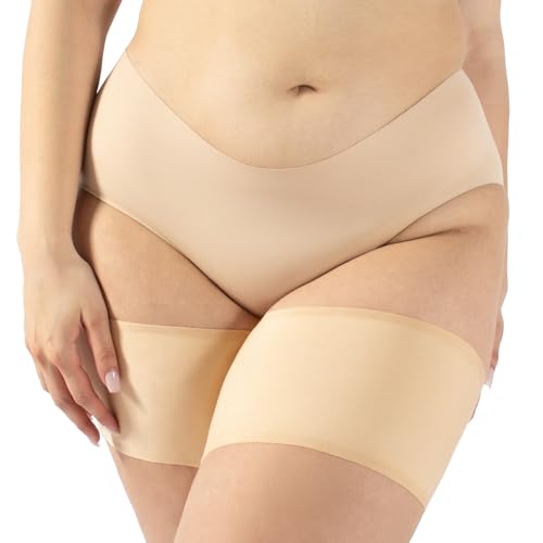 CALZITALY Glatte Anti- Reibung Bänder| Curvy Strumpfbänder für Scheuernde Oberschenkel | Schwarz, Hautfarbe | A, B, C, D, E, F | Made in Italy (D: 68-71 cm, Hautfarbe)