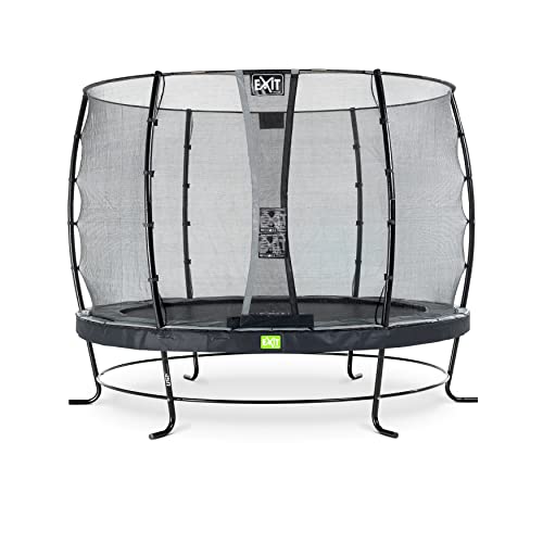 EXIT TOYS Elegant Rundes Trampolin - Extra starker und Stabiler Rahmen - Mit Economy Sicherheitsnetz & Fußschutzsystem - Rostfrei - Wasserbeständig - Einfache Montage - ø305cm - Schwarz