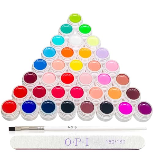 36 Farben UV Nagellack Set, Nagel Gel Farbgel mit Nail Pinsel für Gelnägel, Gel Art Farbgel Set für Nail Art und Nageldesign