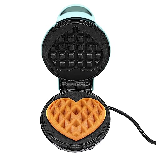 sulckcys Mini Waffeleisen Waffeleisen Herzform, Kleiner Waffelmaker mit Antihaftbeschichtung, Pfannkuchen Macher für Kindergeburtstage, Familienfeiern, Ostern oder Weihnachten, 350W, Blau