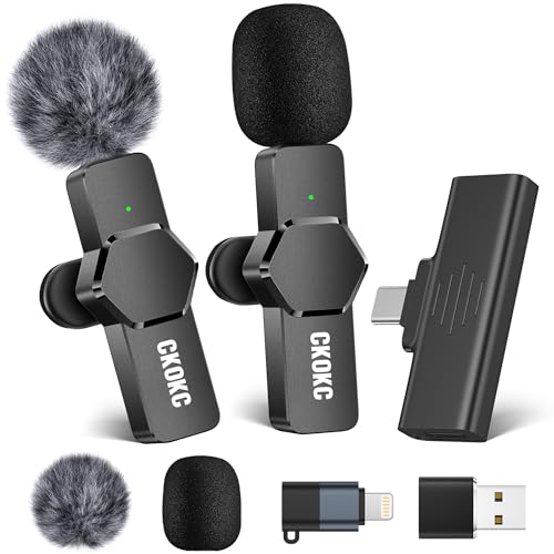 CKOKC Kabelloses Lavalier Mikrofon für iPhone - Android Computer, Mini Mikrofon für Live-Streaming, Videoaufnahmen, Interviews im Freien oder Innenbereich, YouTube, TikTok, Vlog