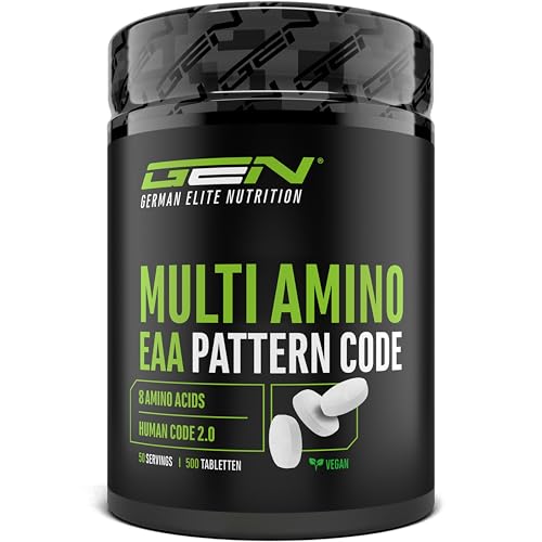 Multi Amino-EAA Pattern Code - 500 Tabletten mit je 1000 mg - Human Code Formel - Alle 8 essentielle Aminosäuren - Aus pflanzlicher Fermentation - Hochdosiert - Vegan