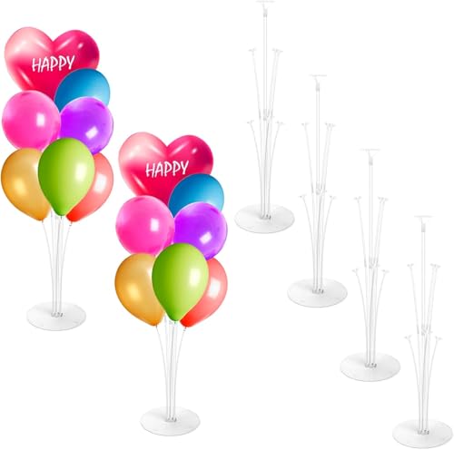 6 Stück Ballonständer, Luftballons Halter Zubehör, Balloon Stand Kit, Ballon Stick Halter, Ballon Ständer, Ballonzubehör für Party Dekoration, Geburtstag Hochzeitsdekoration, Wiederverwendbar