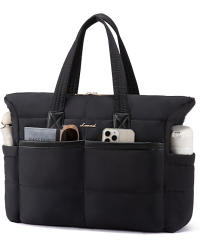 LOVEVOOK Laptoptasche Damen 15,6 Zoll, Handtasche Puffer Shopper Tasche Laptop Arbeitstasche Groß, Wasserdichte Tote Bag Schulhandtasche Women, Aktentasche Bürotasche für Arbeit, Schule, Reisen