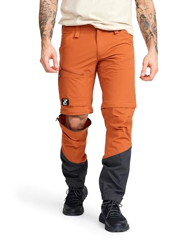 RevolutionRace Range Pro Stretch Zip-Off Pants für Herren, Wandelbare Wanderhosen für Outdoor-Aktivitäten, Teracotta Brown/Anthracite, XL