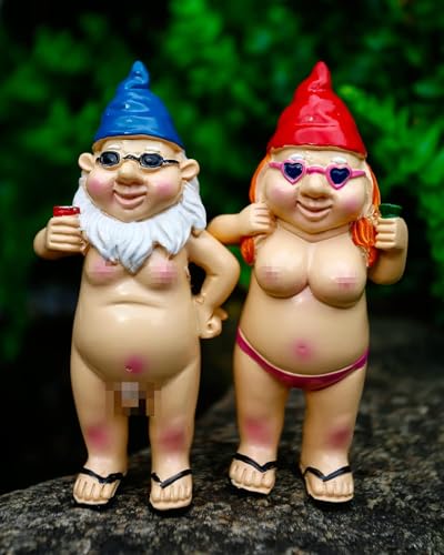 Gartenzwerg Lustiges Zwergenpaar, Lustige Paar Statue, Gartenfiguren Deko für Draußen, Outdoor-Skulptur, Wasserdicht, lustig, Gnom Zwerg, Geschenk für Haus, Hof, Rasen, Balkon Dekoration