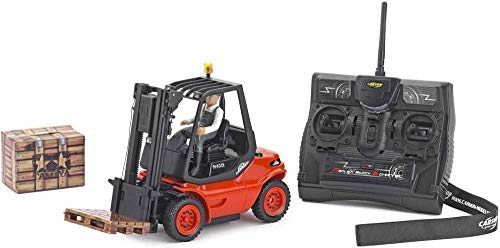 CARSON 500907093 - 1:14 Gabelstapler Linde 2.4G 100% RTR, Ferngesteuertes Fahrzeug, Nutzfahrzeug, Maßstab 1:14, Licht und Soundfunktionen, inkl. Senderbatterien, 2,4 GHz Fernsteuerung, Rot