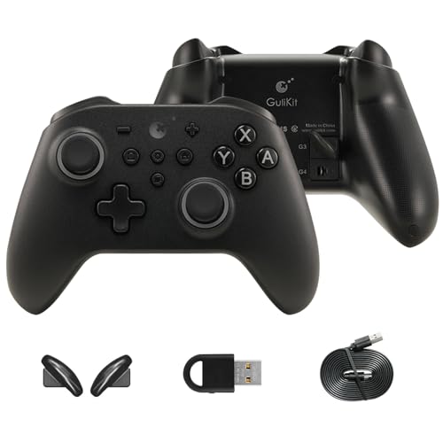 GuliKit KK3 Pro Wireless Controller für Switch/Switch OLED, Bluetooth Controller für PC/Steam Deck, Hall Joysticks/Trigger, 1000Hz Polling Rate, Maglev/Rotor/HD Vibration, Hyperlink Adapter (Schwarz)
