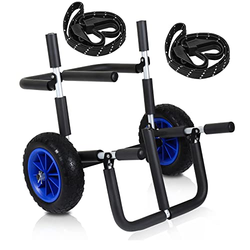 Joparri Transportwagen für SUP-Board Stand Up Paddle Board, Doppel Transport Kajakwagen, SUP Cart aus Aluminium klappbar SUP Trolley Kanuwagen, bis 80 kg, inkl. 2 Sicherungsgurte