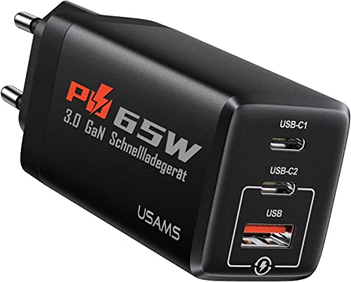𝟔𝟓𝐖 USB C Ladegerät 3-Port Schnellladegerät 𝙂𝙖𝙉 𝙄𝙄𝙄 Netzteil PPS: PD3.0/QC4.0+ Kompatibel mit MacBook Pro/Air, Dell XPS 15, iPhone 8-14 Series, iPad Pro, Galaxy S22 Ultra/S21/S20 usw.