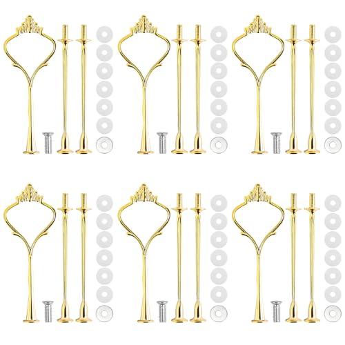 NINGYER 6 Stück Etageren Stangen Set, Etageren Stangen, Etagere 2-3 Etagen Stangen für Buffet, Kuchen Cookie, Party, Hochzeit, Home Decoration (Gold)