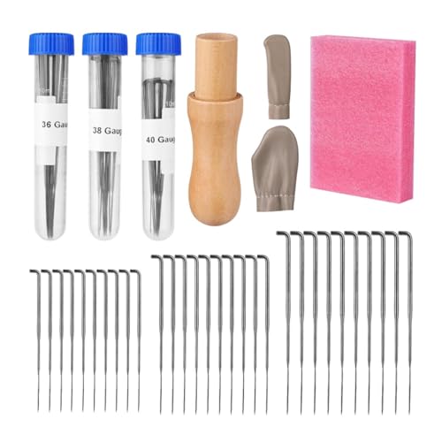 Filznadeln Set Nadelfilz Set Filzen Nadeln Filznadeln zum Trockenfilzen mit Nadeln in 3 Größen Nadelgriffe aus Holz Nadelflaschen Schaumstoffpolster Fingerbett Wollfilzwerkzeug Set