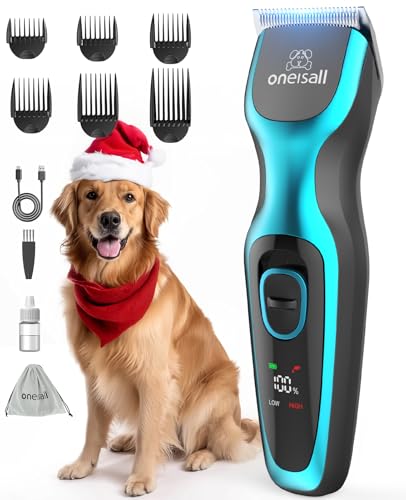 oneisall Leise Hundeschermaschine, Profi Schermaschine Hund Katze, Elektrische Tierhaarschneidemaschine mit 7000RPM Leistungsstarkem Motor, geeignet für lange/dicke/verfilzte lockige Tierhaare