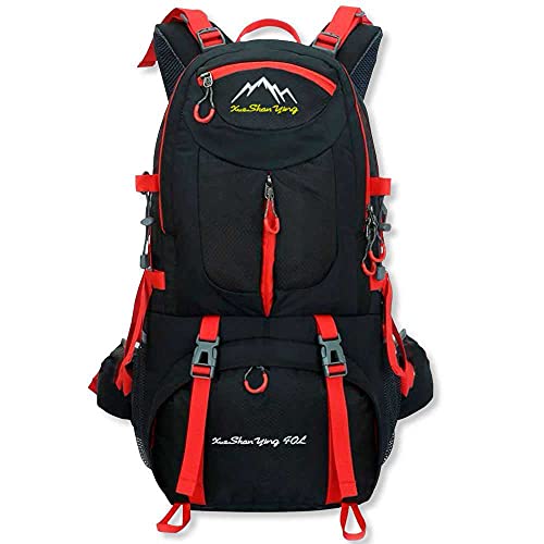OcioDual Wanderrucksack, 50 Liter, Wasserdicht Und Leicht, Schwarz, Mehrere Taschen, Ideal für Reisen, Berg, Camping, Outdoor, Ultraleicht, für Damen Und Herren