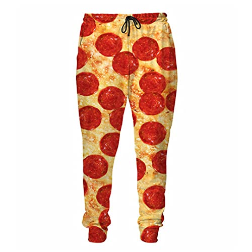 Sweatpants für Damen und Herren, Pizza mit Speck, Pepperoni, 3D-Druck, Jogginghose in Übergröße, Herbst-Stil, Pizza mit Speck, 36-41