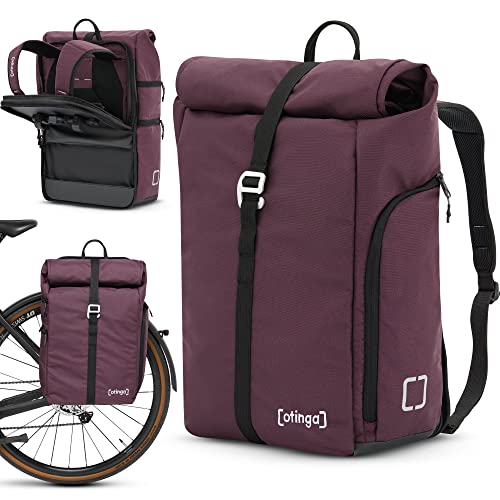 otinga Flip - Fahrradtasche und Rucksack in einem - extrem hohe Qualität und schickes Design - Geeignet als Gepäckträgertasche und Rucksack für jeden Gepäckträger und jedes Fahrrad (Aubergine-rot)